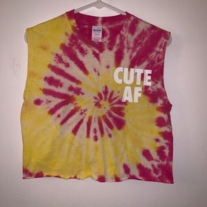 “CUTE AF” Tie Dye Cropped Tank